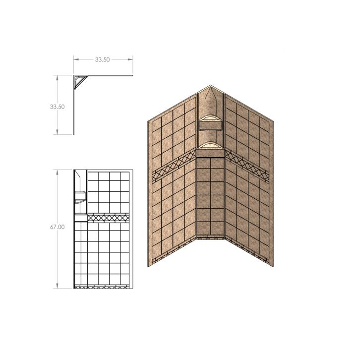 Specialty Recreation 34" x 34" x 67" Neo Angle Shower Wall Surround - Parchment