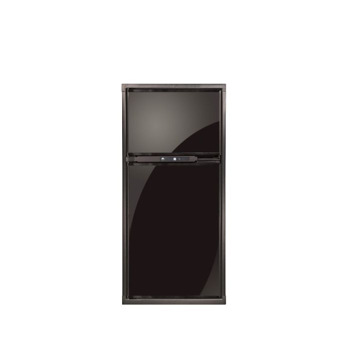 Norcold NA7LXL Gas Absorption RV Refrigerator front view with black door panels (not included) and doors closed. Norcold NA7LXL Gas Absorption RV Refrigerator front view with black door panels (not included) and doors closed.