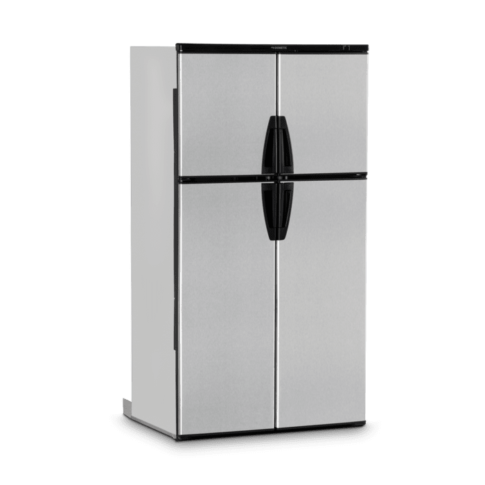 Dometic RM1350MIMSS RV Gas Absorption Refrigerator with doors closed. Dometic RM1350MIMSS RV Gas Absorption Refrigerator with doors closed.