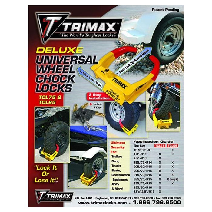 Trimax Large Trailer Wheel Chock Lock Boot - TCL75