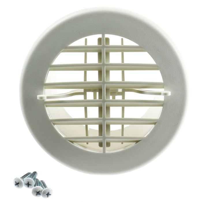 Valterra White Round Heat A/C Register Outlet Vent with Damper - Main Image