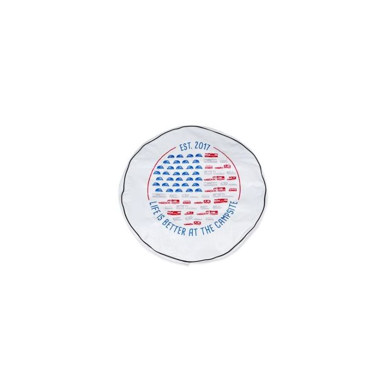 Camco Life is Better at the Campsite 27 RV Spare Tire Cover- White Vinyl, Patrio 53351-P