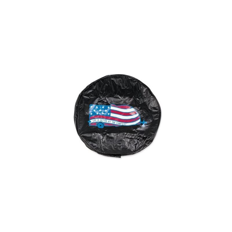 Camco Life Is Better at the Campsite 27 RV Spare Tire Cover- Black Vinyl, USA Fl 53345-P
