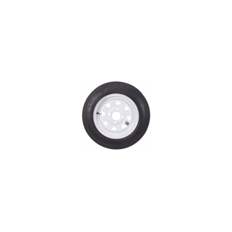 Load Star ST205/75R14 Radial Tire & Wheel - White/Pinstripes Spoke Rim - 32153
