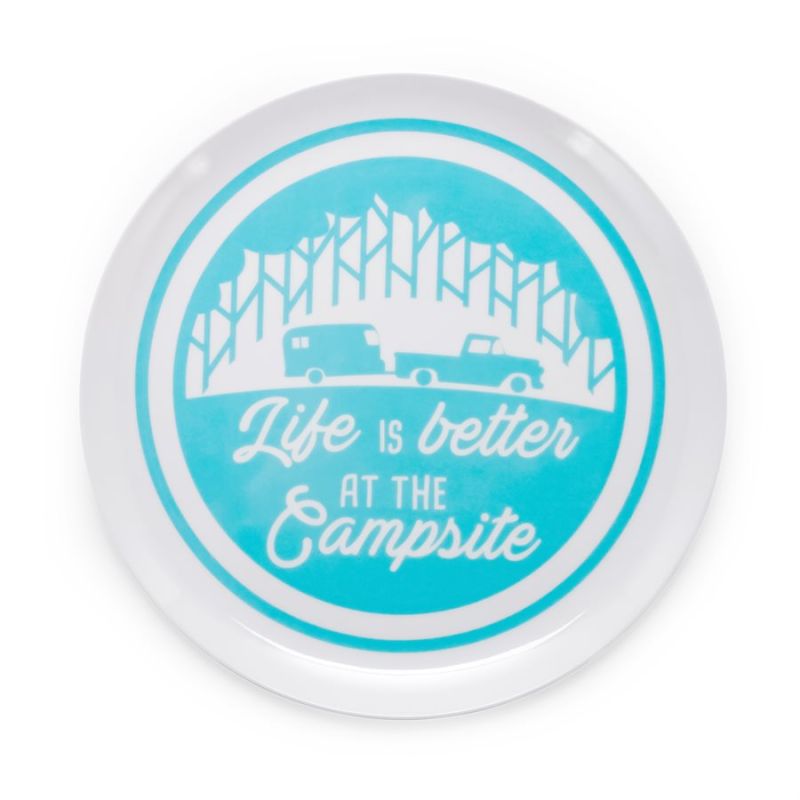 Camco Life Is Better At The Campsite Blue RV Truck Trailer & Tree Pattern On Whi
