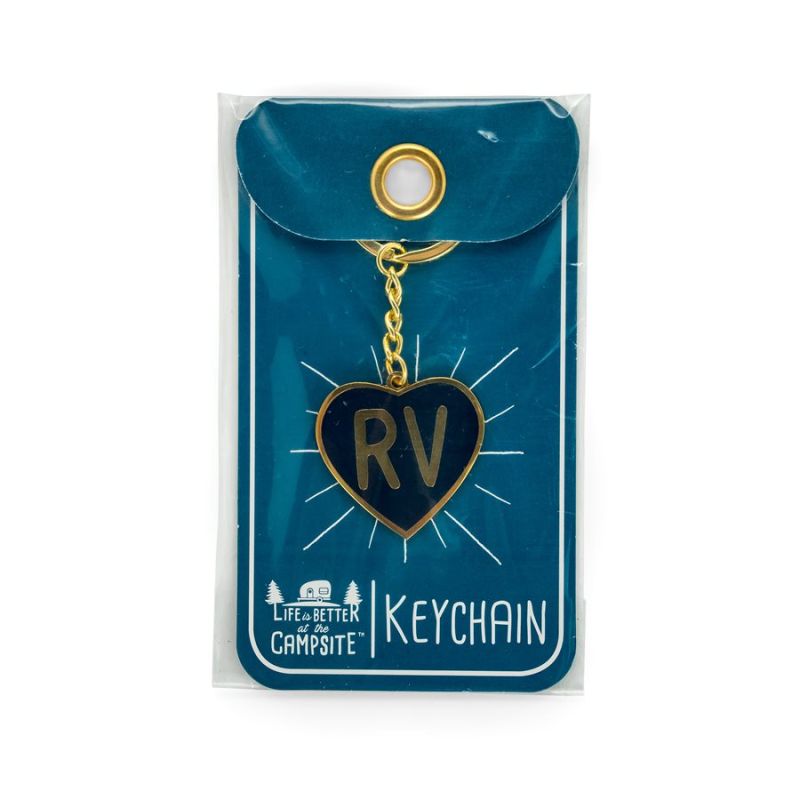 Camco Life Is Better At The Campsite RV Logo Navy Heart Keychain - 53288