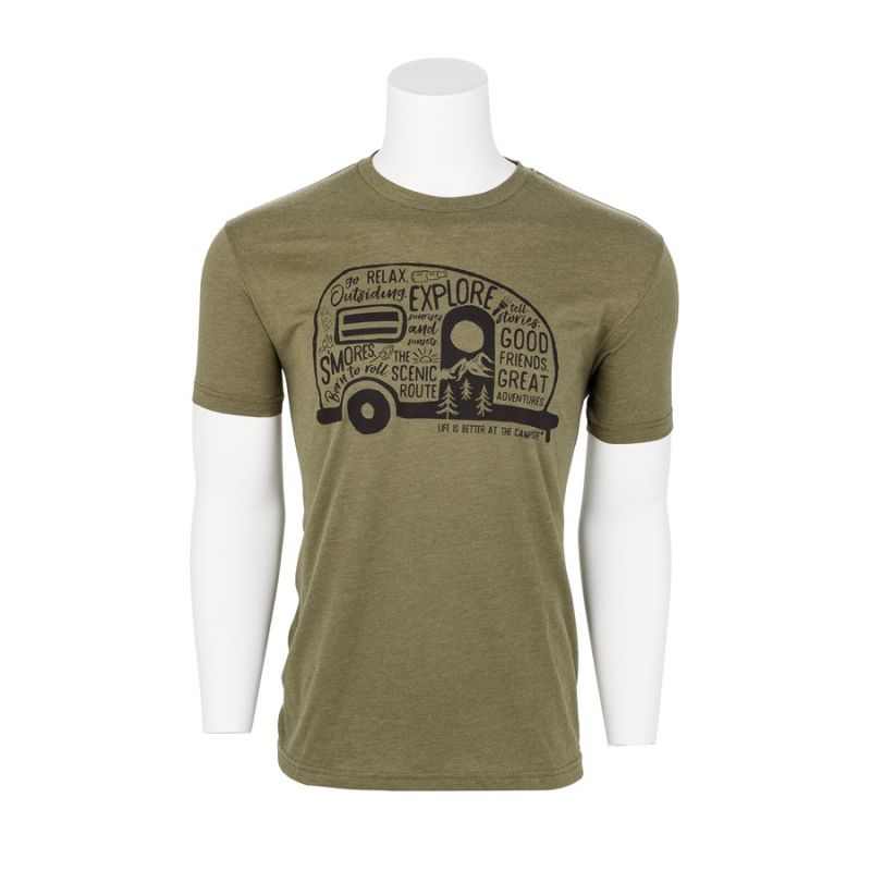 CAMCO Life is Better at the Campsite Olive Graffiti RV Shirt - XX-Large - 53344