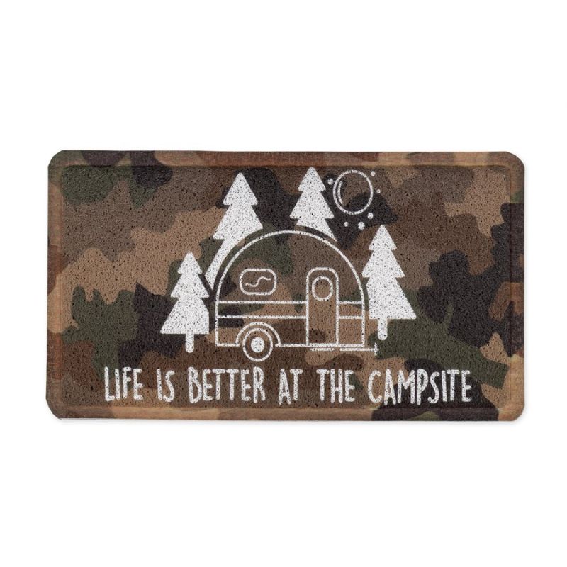 Camco Life is Better at the Campsite Camo RV Design Scrub Rug Welcome Mat - 5344