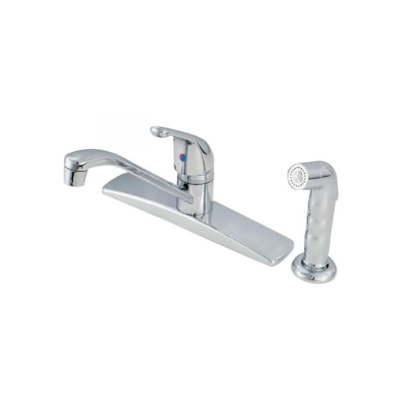 American Brass Company Chrome Single Handle D-Spout Kitchen Faucet with Spray Ki SL801F-4