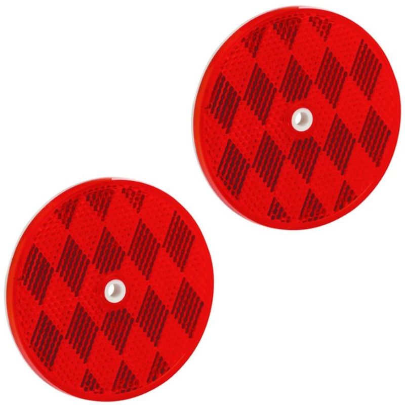 Bargman Round Red 33/16 Reflector W/ Ctr Mount Hole 2 Pack 7468010