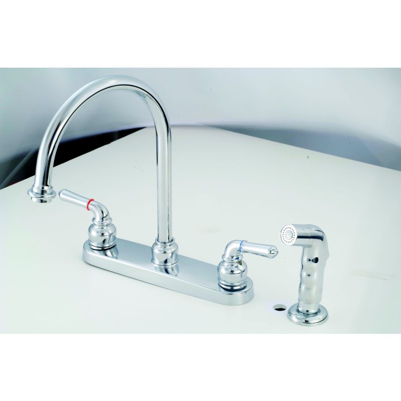 American Brass Company Chrome Teapot Handle Gooseneck Kitchen Faucet with Spray CH801GS