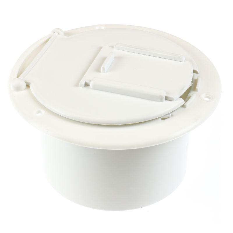 JR Products Polar White Round Electric Cable Hatch - 370-2-A