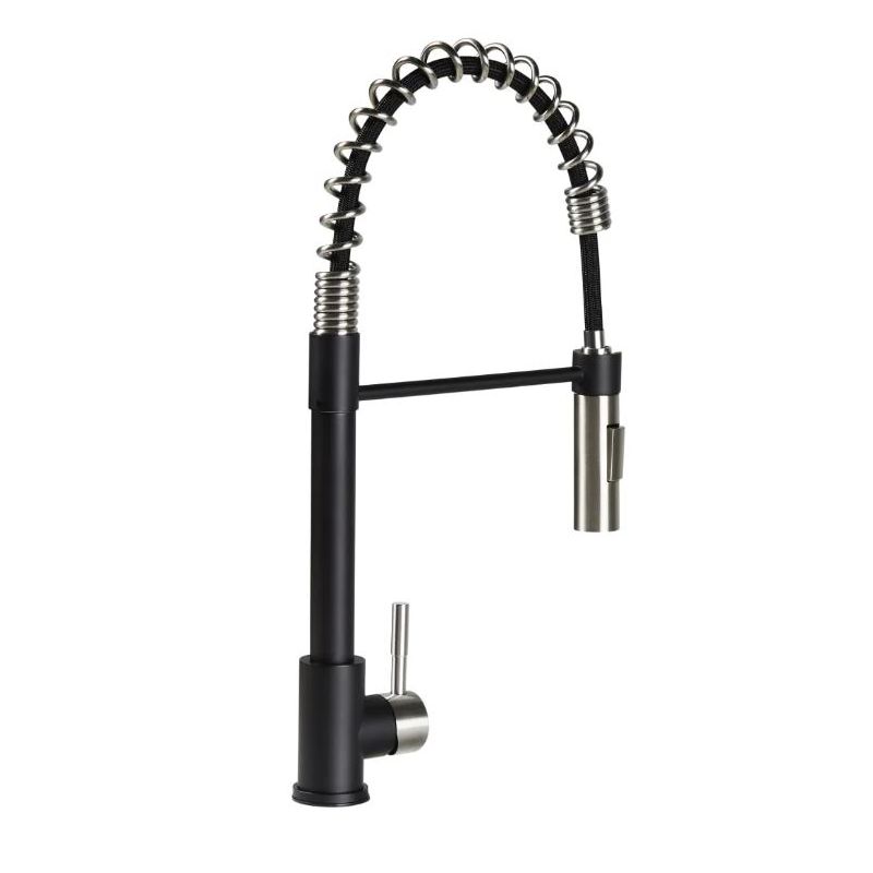 Lippert Flow Max Black/Stainless Steel Coiled Pull-Down Kitchen Faucet - 2022109