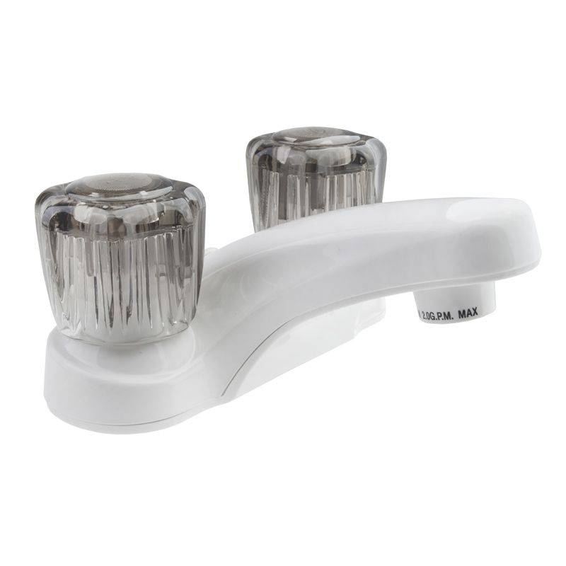 DURA Smoked Handeled Non-Metallic White RV Lavatory Faucet - DF-PL700S-WT