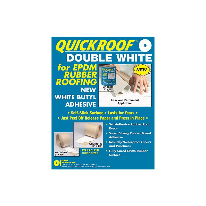Quick Roof 6 x 100' White/White Back EPDM Roof Repair - WRQR6100