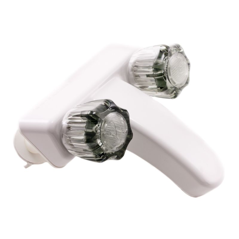Utopia White Double Smoke Acrylic Ball Handled Lavatory Faucet - 20377RW21