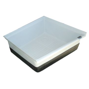 Icon 24" x 23" x 10" Angled Shower Pan w/ Corner Drain - Polar White