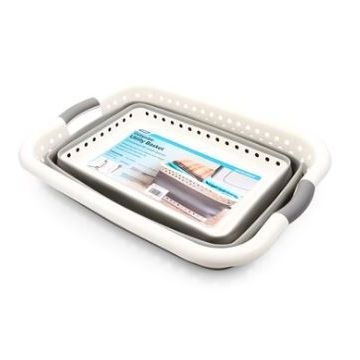 Camco Collapsible Laundry Basket  Large White/Gray