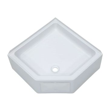 Lippert Components Better Bath 27" x 27" Front Center Drain Neo Angle Shower Pan - White