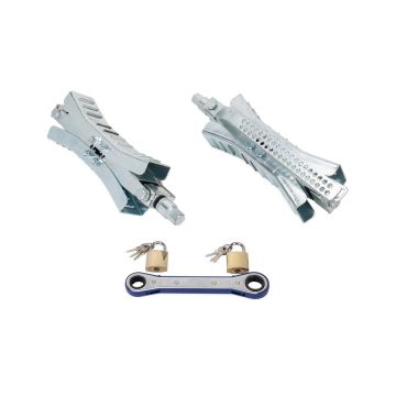 Camco Eaz-Lift 10" Premium Metal Wheel Stop W/ Wrench & Lock, 2-Pack