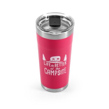 CAMCO Life is Better at the Campsite Coral Pink 20 oz Tumbler