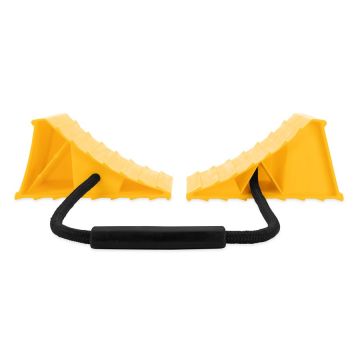 Camco RV Double Wheel Chock with Rope 44470 Side 1
