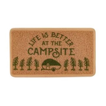 Camco Life is Better at the Campsite Scrub Rug, Brown / Dark Green