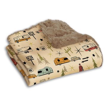 Camp Casual The Throw - Road Trip in Retro Print/Gray