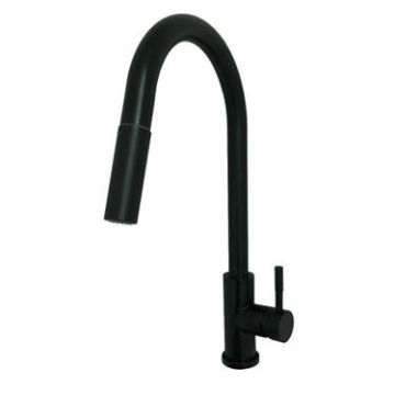 American Brass Black Matte Stainless Steel Single Lever Hi-Arc Pulldown Kitchen Faucet