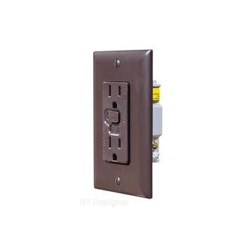 RV Designer Brown GFCI Dual Outlet With Cover-Plate