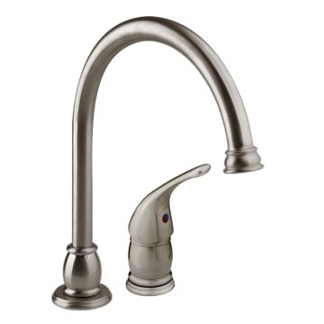 DURA Brushed Satin Nickel Pedestal Goose Neck RV Kitchen Faucet