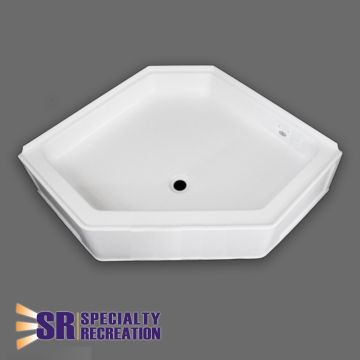 Specialty Recreation 34" x 34"  Front Center Drain Neo Angle Shower Pan - White