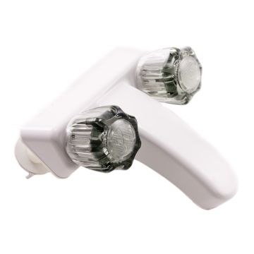 Utopia White Double Smoke Acrylic Ball Handled Lavatory Faucet  20377RW21 