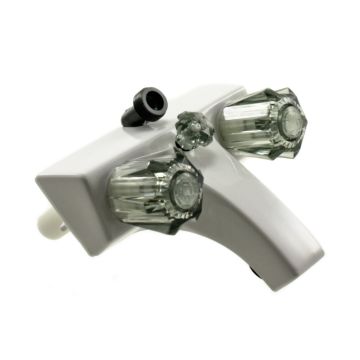 Utopia White Lav-A-Shower Faucet with Smoke Handles 20373W21