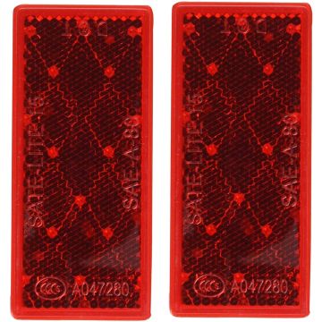 Peterson Mfg Red Rectangular Stick-On Reflector-2 pack