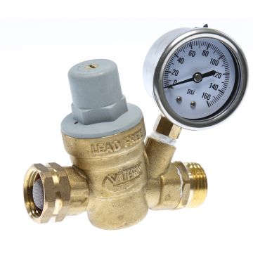 Valterra Lead-Free Adjustable Water Regulator with Gauge
