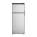 Norcold N10DCSSL DC Compressor RV Refrigerator front view of the stainless steel doors. 